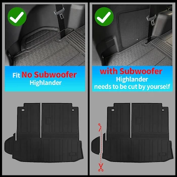 Imagen 4 de Bomely Tapetes de Piso + Alfombrilla de Maletero con Respaldo Compatible con Toyota Highlander 2020-2025 Hybrid Gas 7 Asientos (Floor Mats + Trunk Mat with Backrest Mat)