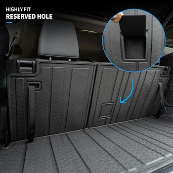 Imagen 5 de Bomely Tapetes de Piso + Alfombrilla de Maletero con Respaldo Compatible con Toyota Highlander 2020-2025 Hybrid Gas 7 Asientos (Floor Mats + Trunk Mat with Backrest Mat)