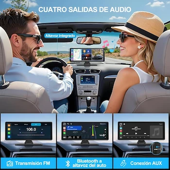 Imagen 4 de WEAGP Autoestéreo para Carro de 10.26 Pulgadas con Cámara Frontal 4K y Trasera 1080P, CarPlay Android Auto Mirror Link, Pantalla IPS HD Táctil Completa, Bluetooth GPS FM AUX TF - Negro