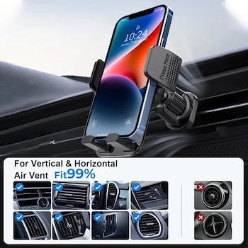 Imagen 3 de Miortior Soporte para Celular Automovil Gris Modelo ML217 Rotación 360° Operación con una Mano Compatible con iPhone 15/14/13/12 Pro MAX Galaxy S24/S23/S22 Ultra Xiaomi