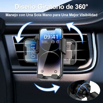 Imagen 5 de Miortior Soporte para Celular Automovil Gris Modelo ML217 Rotación 360° Operación con una Mano Compatible con iPhone 15/14/13/12 Pro MAX Galaxy S24/S23/S22 Ultra Xiaomi