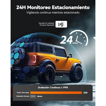 Imagen 5 de WOLFBOX G840S 12" 4K Espejo Retrovisor con Cámara Dual para Autos y Camionetas, Modelo G840S con WiFi 5.8 GHz, Incluye Tarjeta 32 GB y GPS