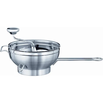 Imagen de referencia para Rösle Stainless Steel Food Mill with Handle and 2 Grinding Disc Sieves (Modelo 16252) - Acero Inoxidable, Plata, Diámetro 9.4 pulgadas / 24 cm, Capacidad Aprox. 2.3 cuartos