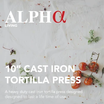 Imagen 3 de ALPHA LIVING - Prensa de Omelette - Máquina de Quesadilla de Hierro Fundido de 10 Pulgadas - Prensa de Máquina Empanada Resistente - Fabricante de Tortillas de Hierro Fundido para Cocina, Uso Doméstico
