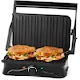 Miniatura de Holstein Housewares Prensa y Parrilla Panini de 2 Rebanadas, Color Negro y Acero Inoxidable, Modelo HH-09176003SS, Abre 180 Grados
