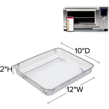 Imagen 3 de Nuwave Cesta de Freír de Aire para el NuWave Bravo XL, Accesorio Rectangular para Horno Tostador de Convección, Material Acero Cromado, Dimensiones 10" x 12" x 3", Serie Bravo XL, ASIN B09HJNG8NJ, UPC 652185268067, Peso 10.9 onzas