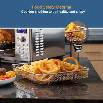 Imagen 4 de Nuwave Cesta de Freír de Aire para el NuWave Bravo XL, Accesorio Rectangular para Horno Tostador de Convección, Material Acero Cromado, Dimensiones 10" x 12" x 3", Serie Bravo XL, ASIN B09HJNG8NJ, UPC 652185268067, Peso 10.9 onzas