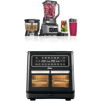 Imagen de referencia para Paquete Ninja Sistema de Cocina Profesional Plus 3 en 1 Modelo BN801 Gris con Jarra de 72 oz (2.1L), Tazón Procesador de 64 oz (1.9L), 2 Vasos To-Go de 24 oz + Oster Freidora de Aire Flex Modelo CKSTAF11MCDDF-013 Negro 11L con 2 Zonas de 5.5L