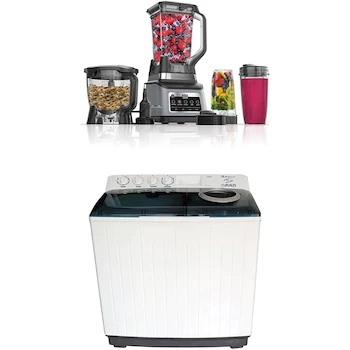 Imagen alusiva al producto Ninja Sistema de Cocina 3-en-1 Set Licuadora BN801 (Vaso 72 oz, Tazón Procesador 64 oz, Vasos Individuales 24 oz) + Koblenz Lavadora Dos Tinas 13 Kg Blanca LDM-13