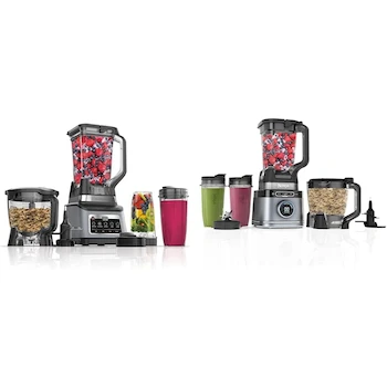 Imagen alusiva al producto Ninja BN801 Sistema de Cocina 3 en 1 con Vaso de Licuadora de 72 oz, Tazón de Procesador de 64 oz y Vasos Individuales de 24 oz + TB400LAA Sistema de Cocina BlendSense de 72 oz en Color Plateado