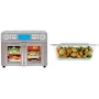 Miniatura de PowerXL SmartSynx Duplex Horno y Freidora de Aire de 24L, Color Acero Inoxidable, Modelo TO68D5-2SPLA, Dimensiones 44.4 x 54.41 x 51.31 cm + Pyrex Plato para Hornear de Vidrio Profundo con Tapa de Plástico, 8 x 8 Pulgadas