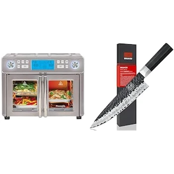Imagen de referencia para PowerXL SmartSynx Duplex Horno y Freidora de Aire de 24L Acero Inoxidable Modelo TO68D5-2SPLA + SHAN ZU Cuchillo de Chef Gyuto Forjado a Mano 20cm Cuchillo de Cocina Japonés de Acero 9CR18MOV de 7 Capas con Mango G10