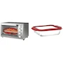 Miniatura de Black+Decker Horno Eléctrico Freidora de Aire 3 en 1 con Anchor Hocking Plato para Hornear de Vidrio TrueFit 8 Pulgadas Rojo