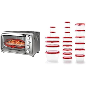 Imagen de referencia para Black+Decker Horno Eléctrico Freidora de Aire 3 en 1 + Rubbermaid Easy Find Recipientes de Almacenamiento de Alimentos con Tapas Ventiladas Juego de 21 Piezas
