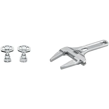 Imagen de referencia para Foset Tubig TBMM-61 Juego de 2 Manerales para Mezcladora Tipo Volante Color Cromo Línea Tubig + Truper PEA-8 Llave Ajustable 8' con Apertura de 3' para Plomero