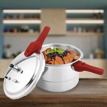 Imagen 2 de Cookit Olla de Presión CAPC07 7L de Aluminio Pulido Plateado con Vaporera, Asas Removibles de Baquelita, Disco de Inducción