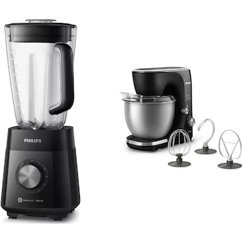 Imagen de referencia para Philips Kitchen Pro Premium Collection Bundle: Licuadora Serie 5000 Modelo HR2242/92 1200W Color Negra Jarra Tritán 3L + Batidora Planetaria Modelo HR7922/93 800W Tazón Acero Inoxidable 5L