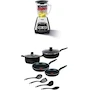 Miniatura de Oster Licuadora Vaso Vidrio 6 Velocidades + T-Fal Batería Cocina Vital 10 Piezas Antiadherente Bundle