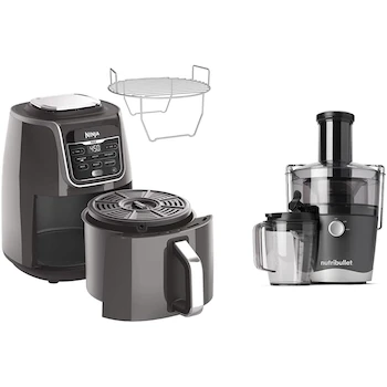 Imagen 1 de Ninja AF161 Max XL Air Fryer 5.5 Cuartos Gris High Gloss + Nutribullet Extractor de Jugos 800W Bundle