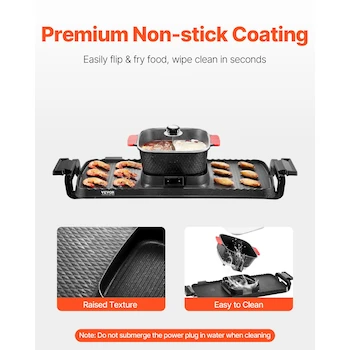 Imagen 5 de VEVOR Olla Caliente con Parrilla, Modelo B0F2CR3CTR, Color Negro, Capacidad de Olla 2.7 L, Dimensiones de Olla 260 x 70 mm, Dimensiones de Parrilla 315 x 255 mm, Dimensiones Totales 61 x 45.7 x 15.2 cm