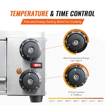 Imagen 4 de VEVOR Horno Eléctrico de Pizza para Encimeras 12 Pulgadas 1500W Plata Modelo FY-P0-1 Acero Inoxidable