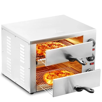 Imagen alusiva al producto VEVOR - Horno Eléctrico de Pizza para Encimeras de 12 Pulgadas, Modelo FY-P0-2, Color Plateado, Dimensiones 47.75 x 39.88 x 35.05 cm, Peso 8.9 kg