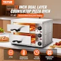 Miniatura de VEVOR - Horno Eléctrico de Pizza para Encimeras de 12 Pulgadas, Modelo FY-P0-2, Color Plateado, Dimensiones 47.75 x 39.88 x 35.05 cm, Peso 8.9 kg