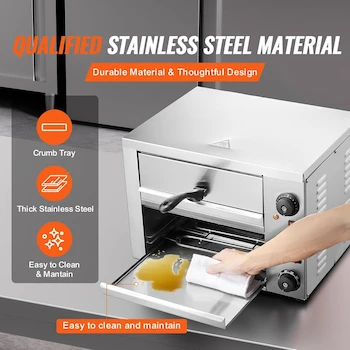 Imagen 5 de VEVOR - Horno Eléctrico de Pizza para Encimeras de 12 Pulgadas, Modelo FY-P0-2, Color Plateado, Dimensiones 47.75 x 39.88 x 35.05 cm, Peso 8.9 kg