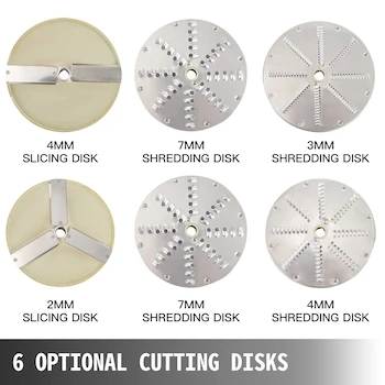 Imagen 5 de VEVOR Cortadora Comercial de Frutas y Verduras Industrial con 6 Cuchillas, 2 Orificios de Alimentación, Acero Inoxidable