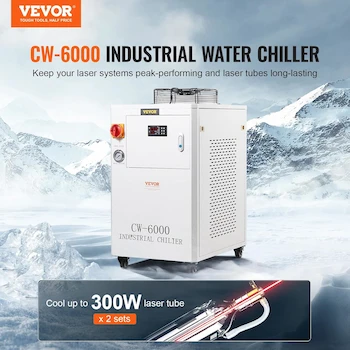 Imagen 2 de VEVOR CW6000 Enfriador de Agua Industrial Blanco con Compresor, Tanque de 15 L, Tasa de Flujo Máximo 65 L/min, para Máquina de Grabado Láser CO2