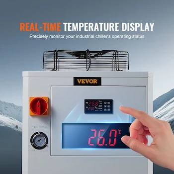 Imagen 5 de VEVOR CW6000 Enfriador de Agua Industrial Blanco con Compresor, Tanque de 15 L, Tasa de Flujo Máximo 65 L/min, para Máquina de Grabado Láser CO2