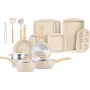 Miniatura de Bakken-Swiss 20-Piece Kitchen Cookware Set – Granite Non-Stick – Eco-Friendly – Crema – for All Stoves & Oven-Safe