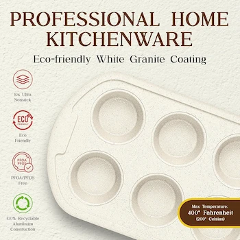 Imagen 3 de Bakken-Swiss 20-Piece Kitchen Cookware Set – Granite Non-Stick – Eco-Friendly – Crema – for All Stoves & Oven-Safe