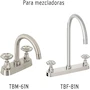 Miniatura de Foset Tubig TBMM-61N, Juego de 2 Manerales para Mezcladora Tipo Volante Color Satín Línea Tubig