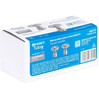 Imagen 5 de Foset Tubig TBMM-61N, Juego de 2 Manerales para Mezcladora Tipo Volante Color Satín Línea Tubig
