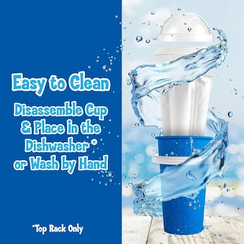 Imagen 5 de Nostalgia KASCSL10BL Kool-Aid Squeezy Slush Cup 10 Oz con Tapa Domo y Popote Cuchara Reutilizable, Plástico, Azul