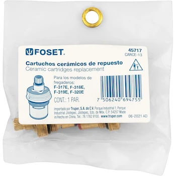 Imagen 3 de Foset Basic CARCE-13 Bolsa con 2 Cartuchos Cerámicos para Mezcladoras Modelos F-317E, F-318E, F-319E y F-320E