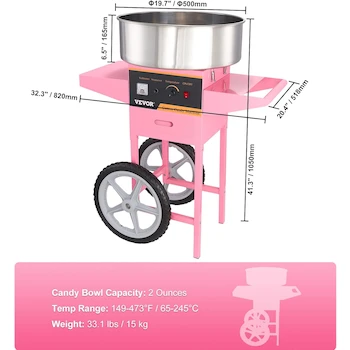 Imagen 3 de VEVOR Máquina Eléctrica de Algodón de Azúcar 1000W con Tazón de Acero Inoxidable, Cuchara de Azúcar y Cajón, Color Rosa, para Hogar, Carnaval, Cumpleaños Infantiles y Fiestas Familiares
