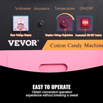 Imagen 5 de VEVOR Máquina Eléctrica de Algodón de Azúcar 1000W con Tazón de Acero Inoxidable, Cuchara de Azúcar y Cajón, Color Rosa, para Hogar, Carnaval, Cumpleaños Infantiles y Fiestas Familiares