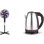 Miniatura de Taurus Universe Ventilador de Pedestal 16 Pulgadas + Caronte Hervidor de Agua Eléctrico Tetera Eléctrica Jarra Inalámbrica 2 Litros Acero Inoxidable