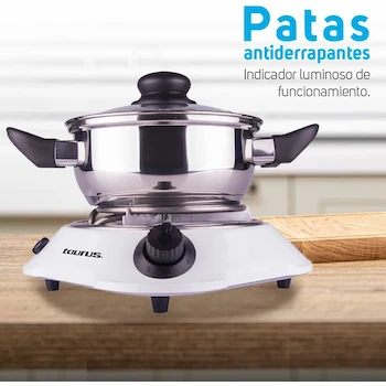Imagen 4 de TAURUS ALPHA Parrilla Eléctrica 1 Quemador + SANELEC Extensión Barra Multicontacto 8 Entradas Cable 90 cm Modelo 1310