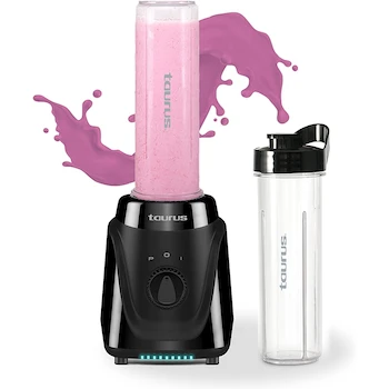 Imagen 2 de Taurus BLENDER 2 GO! Licuadora Personal Tritan Negra, Modelo BLENDER 2GO!, 2 Botellas de 500 ml con Tapa, Dimensiones 16 x 15.5 x 35 cm, 1.5 kg, Materiales Acero Inoxidable Plástico Vidrio + OMEGA Tetera Eléctrica, ASIN B0BXPDD1MJ