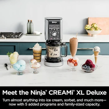 Imagen 3 de Ninja XSKPNTLD2 CREAMi - Pintas y Tapas de Lujo, Paquete de 2, Pintas Transparentes de 24 oz, Tapas de Coral y Amarillo, Compatible con Máquinas de Helado CREAMi Deluxe Serie NC500