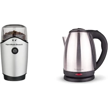 Imagen de referencia para Hamilton Beach 80350R Molino de Café y Especias 12 Tazas Plata + CARONTE Taurus Hervidor de Agua Eléctrico Tetera Jarra Inalámbrica 2 Litros Acero Inoxidable