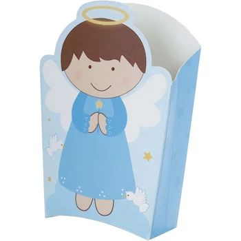 Imagen de referencia para Caja de Palomitas Azul Ángel para Mesa de Dulces Fantasías Miguel Baby Shower Bautizo Primera Comunión Marca Mylin 6 Piezas 12.5 cm Altura x 9.5 cm Largo x 5 cm Ancho