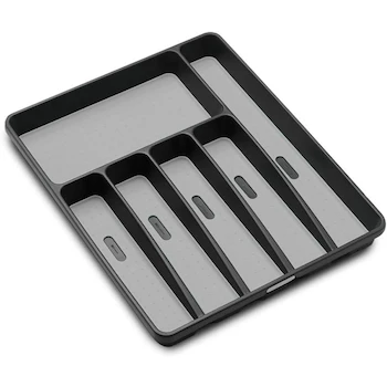 Imagen 5 de TAURUS OMEGA Tetera Eléctrica de Vidrio con Luz LED, Hervidor de Agua Eléctrico, Jarra Inalámbrica 1.8 Litros + Madesmart 29606 Bandeja para Cubiertos de 6 Compartimentos, Granite, Grande 16" x 12.9" x 1.88"