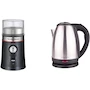 Miniatura de Hamilton Beach 80393 Molino de Café Negro, Capacidad 4-14 Tazas + Taurus Caronte Hervidor de Agua Plata, Capacidad 2 Lt, 1000 W, Tamaño Chico