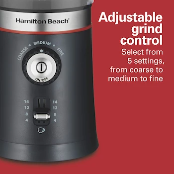 Imagen 4 de Hamilton Beach 80393 Molino de Café Negro, Capacidad 4-14 Tazas + Taurus Caronte Hervidor de Agua Plata, Capacidad 2 Lt, 1000 W, Tamaño Chico