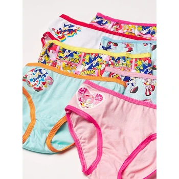 Imagen 3 de Handcraft Sonic The Hedgehog Girls' 7-Pack 100% Combed Cotton Multicolor Underwear with Sonic Character Prints, Model B08NCVFFFP, Available in Sizes 4, 6, and 8