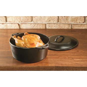 Imagen de referencia para Lodge Horno Holandés de Hierro Fundido Pre-Sazonado 5 Quart Negro + Etekcity Báscula de Cocina Digital Multifunción 11 lb / 5 kg Plata Acero Inoxidable (Pilas Incluidas)